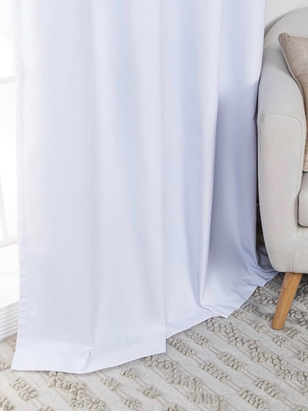 Best Home Fashion White Cotton Curtain Panels 52x84 Set of 2 Grommet Top - Picture 4 of 5
